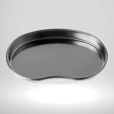 Bandeja metálica cinza escuro com forma irregular