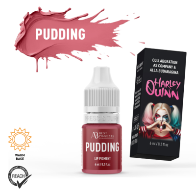Pigmento para lábios Pudding Best Pigments com caixa com ilustração Harley Quinn