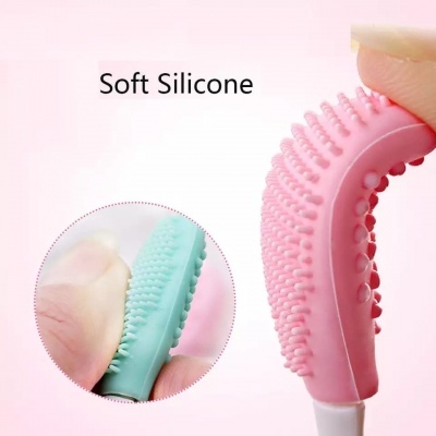 Escovas de silicone macio rosa e azul com cerdas pequenas