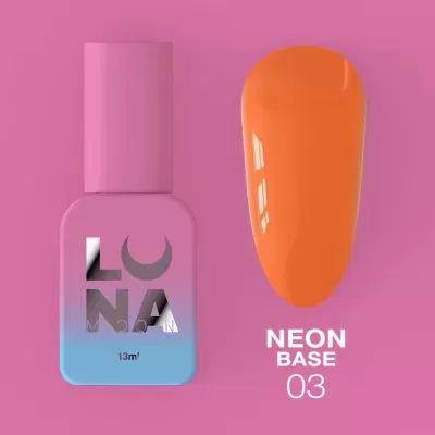 Verniz de unhas rosa-azul LUNA e amostra de cor laranja NEON BASE 03