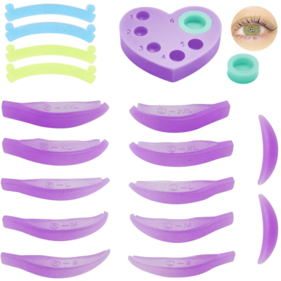 Conjunto de moldes para sobrancelhas em silicone e plástico colorido