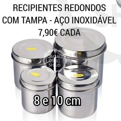 Recipientes redondos de aço inoxidável com tampa