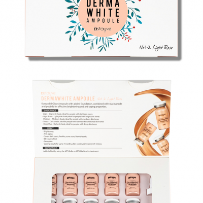 embalagens do produto DERMA WHITE AMPOULE Light Rose No.1-2 com frascos rosados