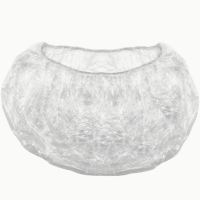 Proteção descartável translúcida para sapatos, feita de plástico leve com padrão enrugado