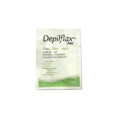 Pacote de amostra de óleo pós depilatório Depilflax branco e verde