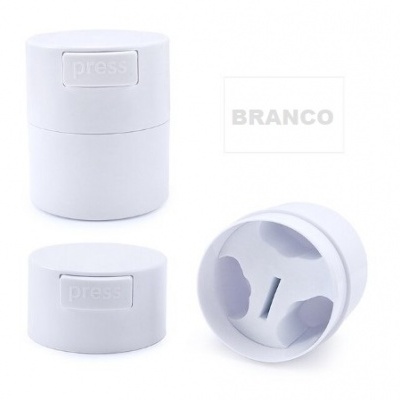 Afiador portátil de lâminas branco em plástico com botão press