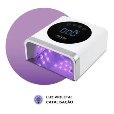 Dispositivo branco para unhas com painel digital e luz violeta