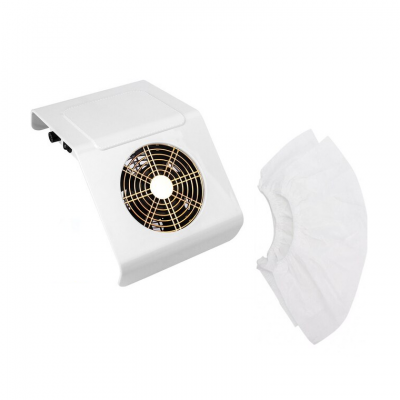 Aspirador de pó para unhas branco com ventoinha e capa protetora