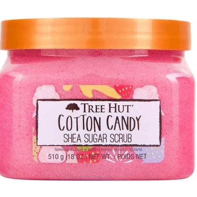 Esfoliante corporal rosa Tree Hut Cotton Candy com tampa laranja
