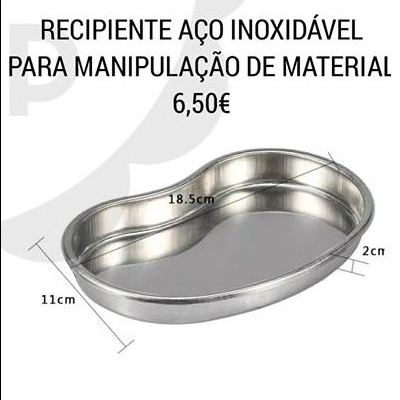 Recipiente oval de aço inoxidável para manipulação de material com dimensões e preço