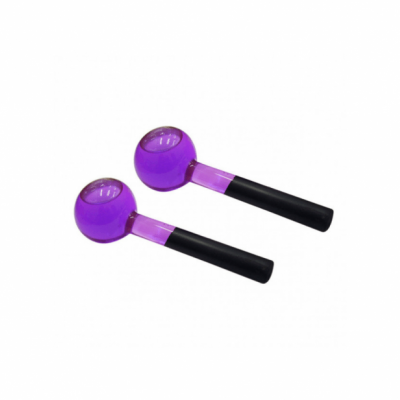 Dois cachimbos de vidro com bola roxa e cabo preto