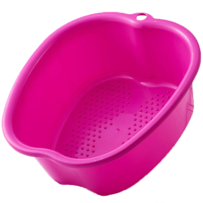 Banheira de plástico rosa com textura antiderrapante interior