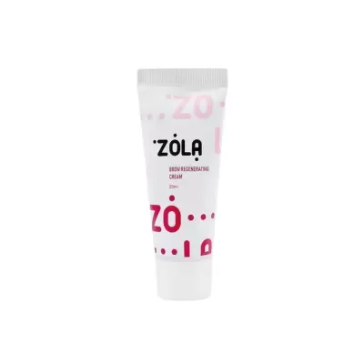 Frasco branco de creme para sobrancelhas ZOLA com texto preto e rosa