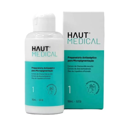 Frasco e embalagem de preparatório antisséptico Haut Medical para micropigmentação