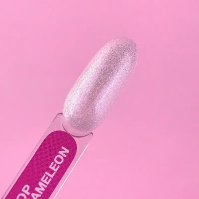 Paleta de cores para unhas rosa brilhante com texto 'TOP CHAMELEON' em fundo rosa