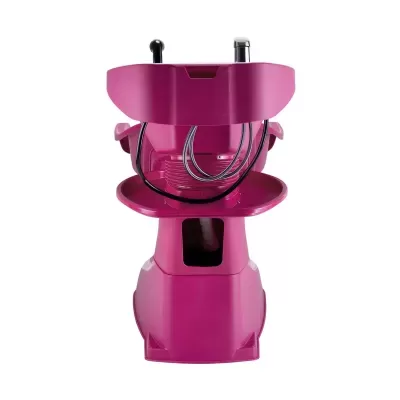 Cadeira de lavagem de cabelo profissional rosa com lavatório integrado