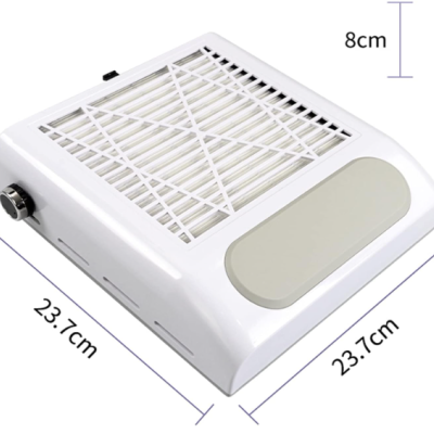 Extractor de pó branco com grelha e apoio de mão cinzento