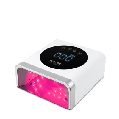 Máquina curing LED para unhas com visor digital azul e luz rosa interior