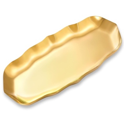 Prato dourado decorativo de bordas onduladas