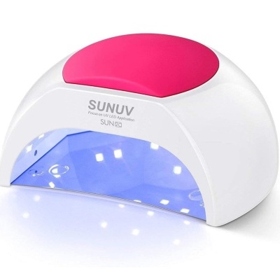 Secador unhas LED SUNUV branco com topo rosa e luz UV azul