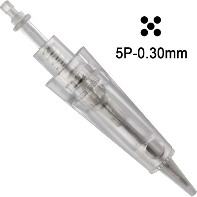 Cartucho transparente para tatuagem com agulha e texto 5P-0.30mm