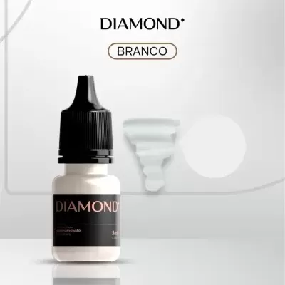 Frasco pequeno de plástico branco com tampa preta e rótulo preto DIAMOND 5ml