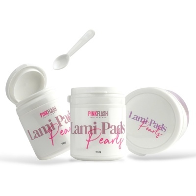 Três frascos de Lami Pads Pearly da Pinkflash com colher pequena