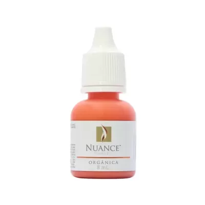 Frasco pequeno de tinta Nuance de cor coral com tampa branca