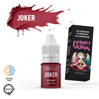 Frasco de pigmento labial vermelho JOKER com embalagem preta Harley Quinn