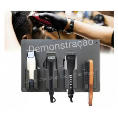Organizador de ferramentas de cabeleireiro com máquinas de cortar cabelo e escova