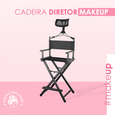Cadeira diretor preta para maquilhagem com apoio de cabeça