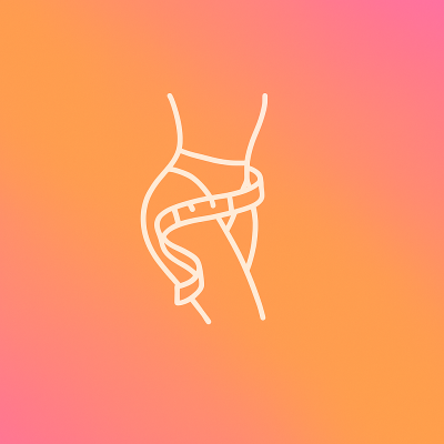 Desenho linear de cintura com fita métrica