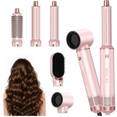 Conjunto de modelador de cabelo cor de rosa metálico e acessórios
