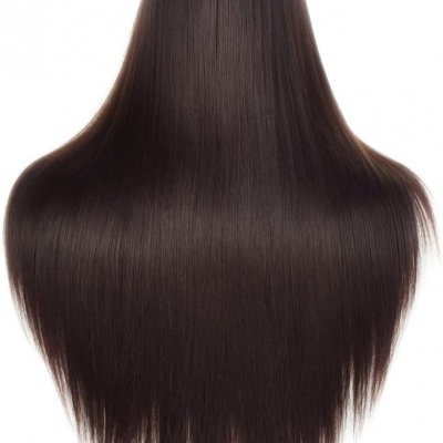 Cabelo castanho escuro liso, longo, visto de costas