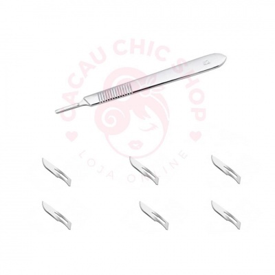 Conjunto de pinça metálica prateada com seis pontas substituíveis para extensão de pestanas