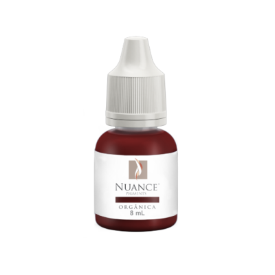 Frasco pequeno de pigmento Nuance Orgânica 8 mL castanho avermelhado com tampa branca