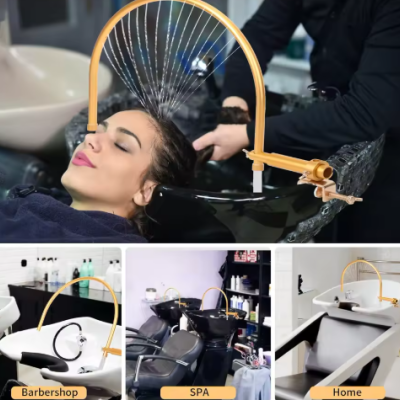 Dispositivo de lavagem de cabelo amarelo instalado em lavatórios de barbearia, spa e casa