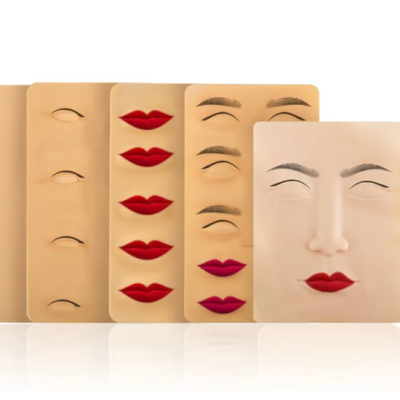 Placas de treino de maquilhagem com olhos, sobrancelhas e lábios em vários tons de pele