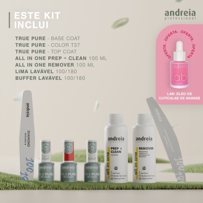 Kit de cuidado para unhas Andreia Professional com vários frascos e limas, incluindo oferta de óleo de cutículas