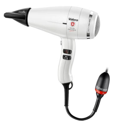 Secador de cabelo branco e preto Valera com cabo e ficha Rotopcard