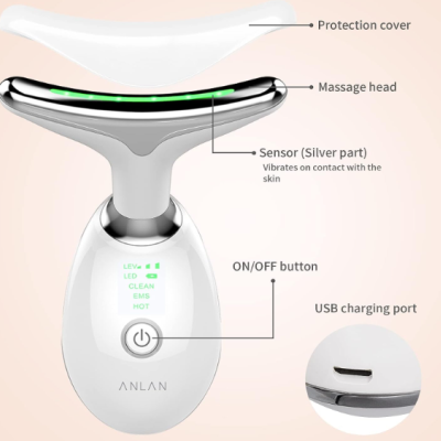 Dispositivo de massagem ANLAN branco com visor e cabeça prateada