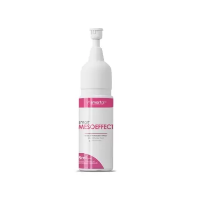 Frasco plástico branco com tampa e rótulo rosa e branco do produto smart MESOEFFECT