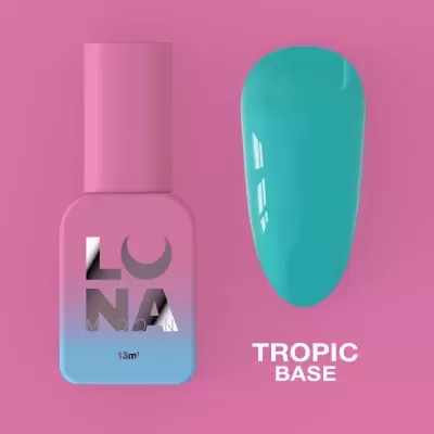 Verniz de unhas azul turquesa e frasco rosa com azul 'LONA'
