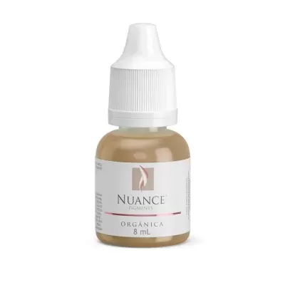 Frasco pequeno de pigmento Nuance Orgânica 8 mL, branco e bege