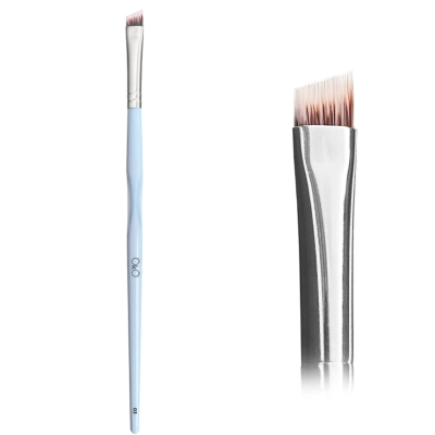 Pincel de maquilhagem azul claro com cerda inclinada