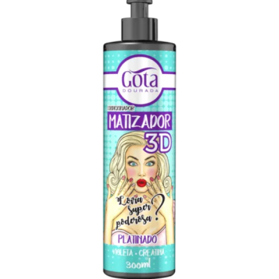 Frasco de matizador Gota Dourada 3D para cabelo loiro platinado