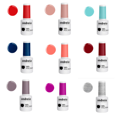Frascos de verniz gel Andreia Professional em várias cores