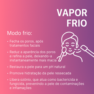 Texto informativo sobre VAPOR FRIO com desenho de rosto recebendo vapor