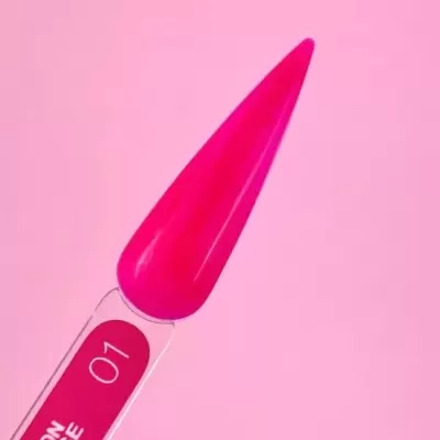 Unha artificial cor rosa neón com etiqueta NEON BASE 01