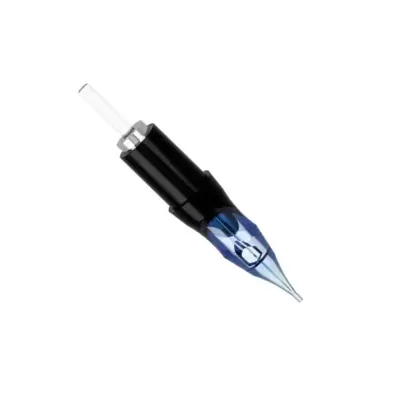 Ponteira de máquina de tatuagem preta e azul translúcida